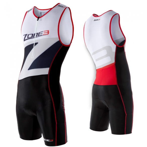 Zone3 lava long distance tri suit heren zwart/wit/grijs/rood 2015 Z14143